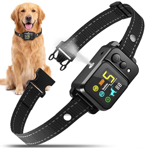 Collier Anti-aboiement sans Choc Compatible Spray (Recharge Non Incluse) – 5 Modes sûrs (Spray, Son, Vibration) + 5 Niveaux sensibilité – Rechargeable étanche pour Chien S/M/L 4 à 50 kg