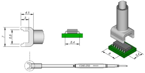JBC C245250 SMD-Entlötspitze für T245