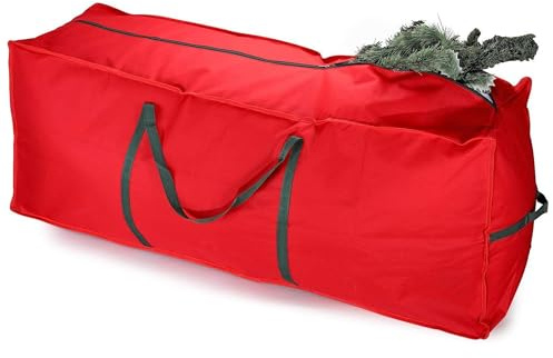Vinsani® 7ft/9ft Christmas Xmas Tree Decoration Lights Presents Gift Zip Up Sack Fabric Storage Bag Waterproof Décor Accesories Organiser (124 x 30 x 50 cm) - Red