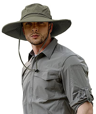 ZLYC Sombrero Impermeable para Hombre de ala Ancha Boonie Sombrero de Sol al Aire Libre protección Solar Fishmen Cap