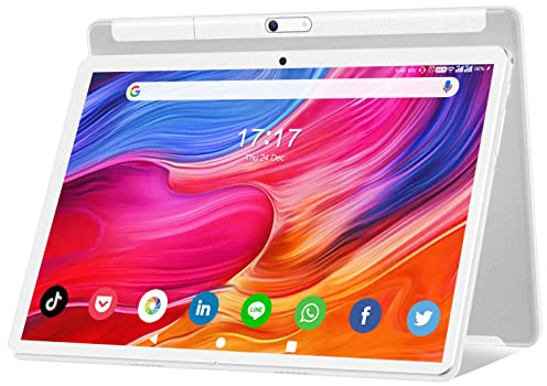 FEONAL Tablet 10.1 inch Android 12 Tablet 2024 Latest Update Octa-Core Processor with 64GB Storage, Dual 13MP+5MP Camera, WiFi, Bluetooth, GPS, 512GB Expand Support, IPS Full HD Display (Silver)
