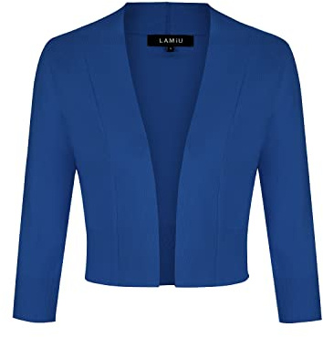 MINTLIMIT Cropped Cardigans for Women 3/4 Sleeve Open Front Cute Bolero,Sapphire Blue,M