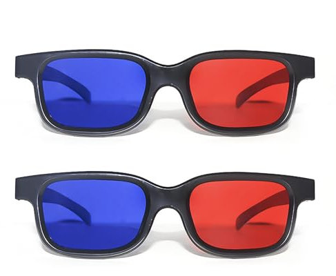 DAZZLUXE Lot de 2 paires de lunettes 3D rouges et bleues, verres 3D, anti-buée et anti-rayures, adaptées pour spectacles de lumière, fêtes de vacances, home cinéma, cinéma