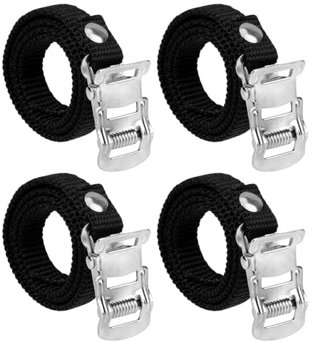 4 Stück Fahrrad Pedale Clips Einstellbare Zehenriemen mit Klemmschloss Zehenclips Riemen Spin Bike Pedal Strap Universal Ersatz Fuß Pedal Teile für Übung Spin Bike und Outdoor-Fahrräder Mountainbikes