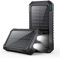 QTshine Cargador Solar 26800mAh, PD 15W Batería Externa USB C Cargador Portátil con 3 Salidas, Carga Rápida Power Bank con 2 Linterna ultrabrillante para Smartphone, Tableta, Acampada Aire Libre etc