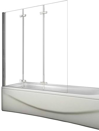 AICA Mampara de Bañera Abatible 3 Hojas Cristal Antical 6mm 3 veces plegable Tamaño:(1280-1300) x1400mm