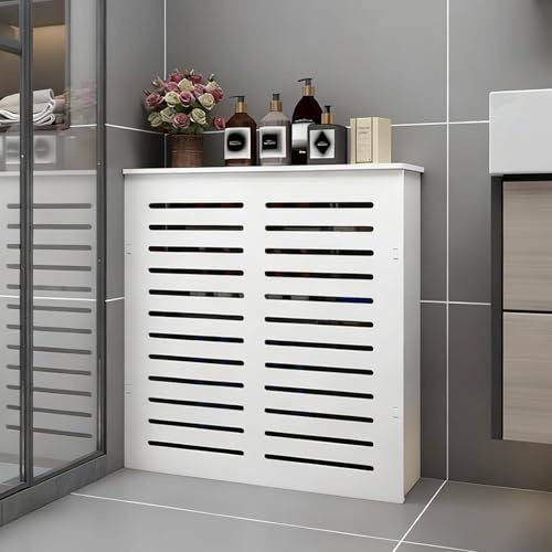 HARELA Cubierta del Radiador, Cubre Radiador Cubreradiador Moderno, Blanco Lacado Revestimiento Protector, para Sala de Estar Dormitorio Pasillo(60 * 60 * 15cm/23.6 * 23.6 * 5.9in)