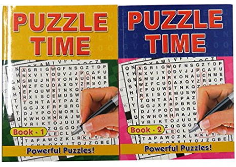 A4 Puzzle Time Books - Crossword and Word Search, Book 1 & 2, Each 152 Pages