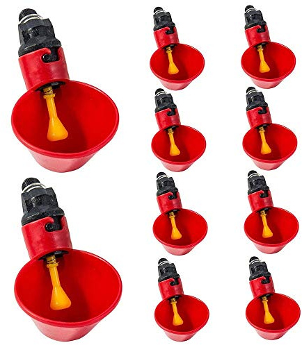 Nikou 10 Piezas Bebedero Gallinas Automatico, Vaso de Agua para Pollo Bebedor Dispensador de Agua Plástico Comedero Gallinas, para Aves, Palomas, Pollos, Patos, Codorniz