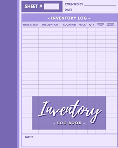 Purple Inventory Log Book: Small Business Log Planner - 120 Sheets, 8x10, Calendar & Planner Included
