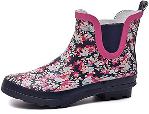 SWIFTFROG Rain Boots for Women Waterproof Ankle Garden Shoes Non Slip Floral Printed Rainboots Ankle Rain Shoes