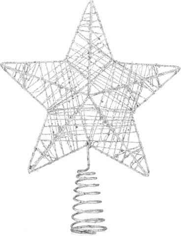 Baumspitze - Christbaumspitze und Tannenbaum-Aufstecker - Ideale Spitze für den Weihnachtsbaum zu Weihnachten Tannenbaumspitze (Silber, 1x)