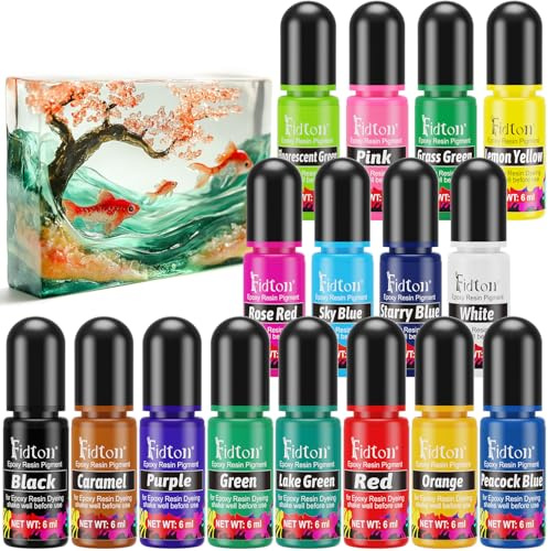 Epoxy Resin Pigment - 16 Vivid Colours for Craft Resin, Easy to Mix & Use, Strong & Long-Lasting Results, Suitable for Beginners & Professionals