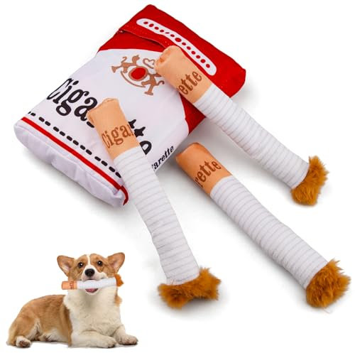 TCRZHHRX Giocattoli per Cani Interattivi in Peluche a Forma di Sigaretta con Squittitore - Gioco Divertente per Cuccioli, Giocattoli per Cani Masticabili Antistress