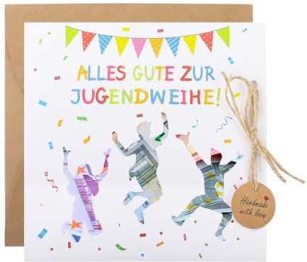Qaziuy Jugendweihe Karte mit Umschlag, Alles Gute zur Jugendweihe Grußkarten Jugendweihe Geldgeschenke Jugendweihe Geschenke für Junge Mädchen
