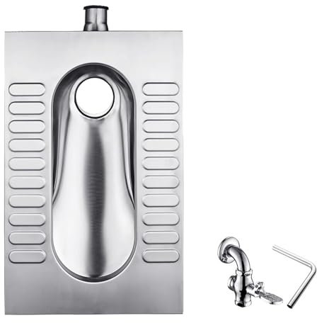 XAoSCd Toilettes À La Turque Haut De Gamme, en Acier Inoxydable 304, sans Odeur, avec Réservoir pour Toilettes Publiques, E,B