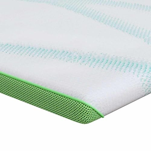 vidaXL Topper per Materasso 80 x 200 cm in Schiuma Fredda, Traspirante, Bianco e Verde. Composto per Il 90% da Poliestere e per Il 10% da Polietilene. Solo Pulizia a Macchia. Stile Moderno, per Uso
