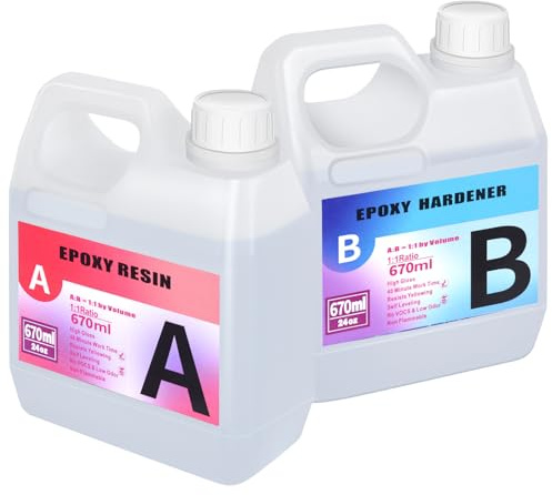 1340ml Epoxy Resin Kit, Crystal Clear Epoxy Resin and Hardener 1:1 Volume Ratio for Coasters, Mould Casting, Table Top, Jewellery Making, DIY Crafts Art