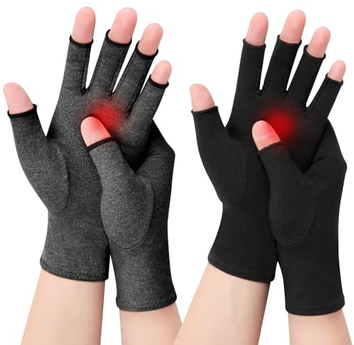 Kiiwah 2 Paia Guanti a Compressione per Artrite Donna e Uomo, Guanti Artrite Senza Dita, Guanti per Artrosi alle Mani Riducendo il Dolore Tunnel Carpale, Reumatoide, Tendinite, Malattia di Raynaud