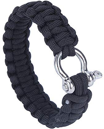 POENVFPO Paracord Armband Armband med Rostfritt Stål Bygel 7 Strand 550 Fallskärmssnöre för Camping Vandring Båtliv Jakt Nödsituation