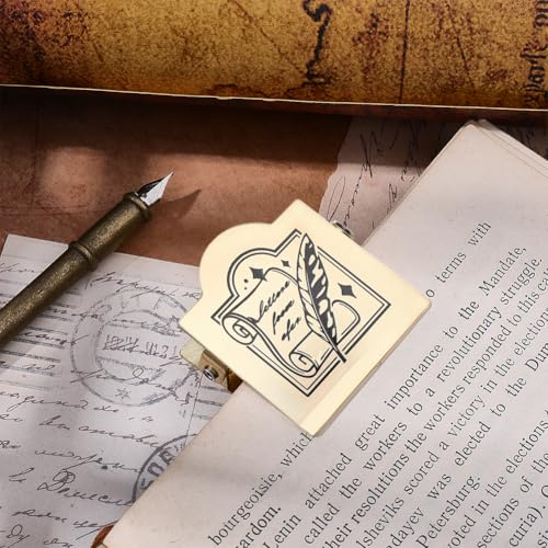 craspire Pince à Livre Vintage en métal en Forme de Plume Pince à Livre pour carnet de Voyage Pince à Livre rétro en Alliage doré Porte-Papier Marque-Page Classeur Décoration pour Journal Intime