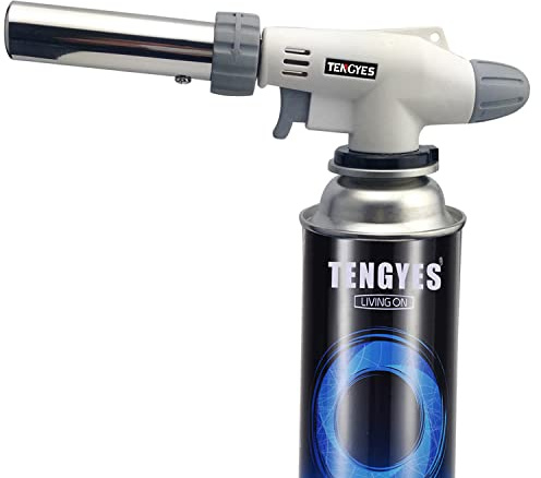 Blow Torch Kitchen Butane Lighter - Culinary Torch Chef Cooking Torch Professional Adjustable Flame with 360 Degree Inverted for Creme, Brulee, BBQ, Baking, Jewelry by TENGYES (Butane Not Included)
