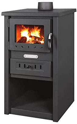 ProTermo Kaminofen Nova S Anthrazit/Schwarz - 7,5 kW Heizleistung - 43x46x74 cm Holzofen mit Schamottsteinen mit Sichtfenster - Bauart 2