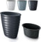 Pflanztopf Blumentopf Pflanzkübel Blumenkübel mit Pflanzeinsatz Freze Oval Welle-Design 3D Effekt (42cm Grau)