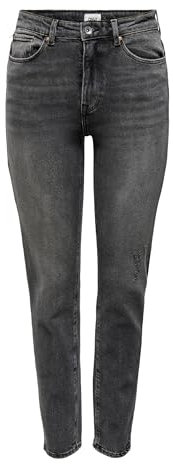 Damen ONLY Stretch Ankle Jeans | Gerade ONLEMILY High Waist Hose | Classic Design Denim Straight Pants, Farben:Grau, Größe:32W / 32L