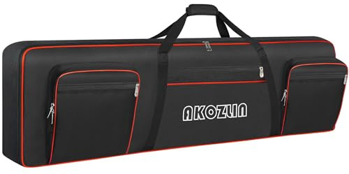 AKOZLIN Slim 88 Key Keyboard Case Electric Piano Keyboard Bag Portable Keyboard Gig Bag 600D Oxford Cloth with Adjustable Straps and 5-Pocket for Keyboard Accessaries 137×33.5×17cm
