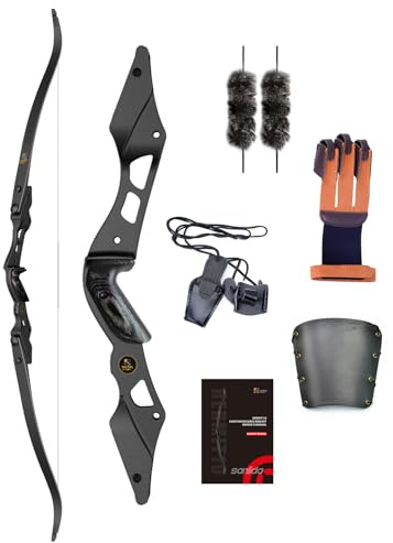 Sanlida Hermit 10 ILF Hunting Recurve Bow Kit for Adults 60 30-45 Lbs Archery Recurve Bow, CNC ILF Riser, Carbon & Graphite Foam Core ILF Limbs, RH Only, Limited Life-time Warranty (60,40 Lbs)
