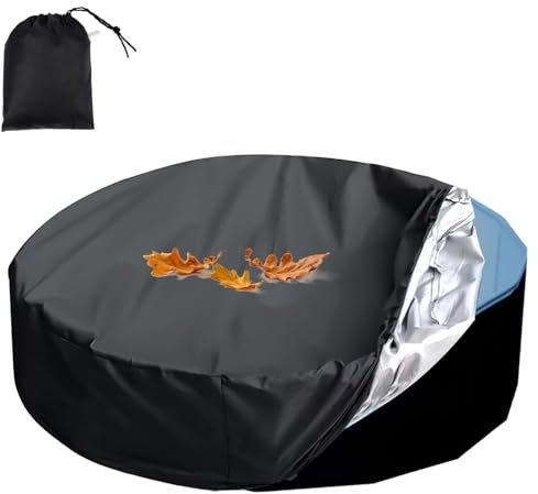 Poolabdeckung Rund für 182cm Schwimmbecken, UV-Resistant, Staubdicht,Poolabdeckung mit Windfestem Seil, für Alle Arten Von SchwimmbäDern,Schwarz