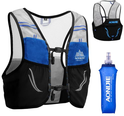 Azarxis Hydration Backpack Running Vest Pack Backpack for Women Men - Marathon Trail Race Cycling Hiking Outdoor Activities (Black (2.5L) with 500ml Soft Flask, L / XL (40.16-45.28 inch))