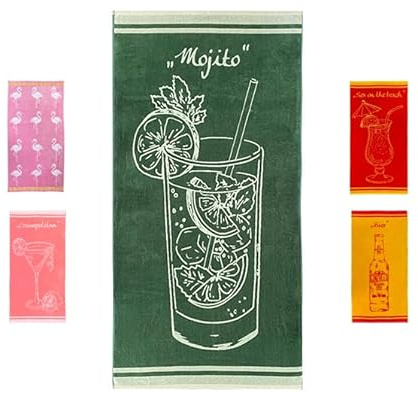 jilda-tex Serviette de plage 90x180 cm Drap de bain Serviette de plage Serviette 100% coton Velours Serviette-éponge Facile d'entretien (Mojito)