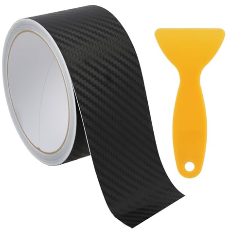 Lámina de carbono para coche, 5 cm x 10 m, lámina de carbono autoadhesiva con raspadores, protección para el borde de carga y para los guardabarros para berlinas, SUV y furgonetas