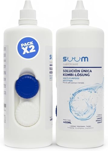 SUUM co. Liquido Multiuso per Lenti a Contatto Morbide Confezione da 2 - Soluzione per Lenti a Contatto 400 ml con Disinfezione Avanzata - Idratazione Prolungata delle Lenti - Pulizia Rofonda