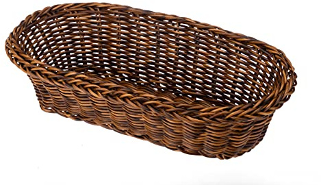 Cesta alargada para pan combinado marrón