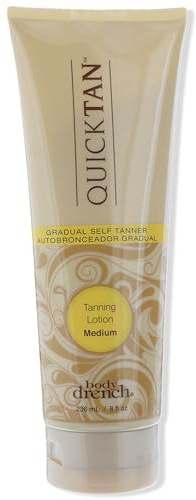 Body Drench Quick Tan Self Tanner Body Lotion – Sunless Tanning Lotion for Women, Natural-Looking Self Tan, Medium, 8 fl oz
