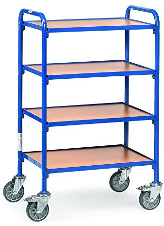 Fetra Transportgeräte mtecb32930 Wagen mit Holztablett M für Boxen mit Maulwurf, 740 mm Länge x 513 mm Breite x 1130 mm Höhe, Blau