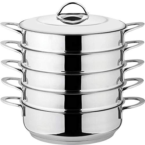 rukauf Dampfkocher, Mantowarka, Gardampfkochtopf Set aus Edelstahl mit Edelstahldeckel (28cm)