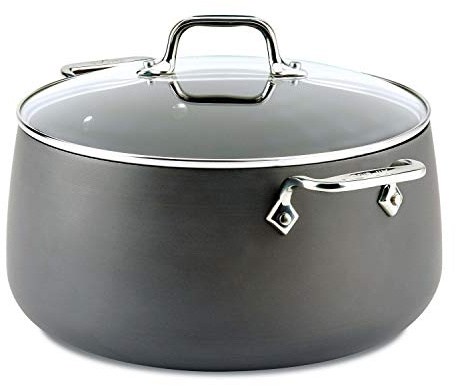 All-Clad HA1 Hard Anodized Nonstick Stockpot 8 Quart Induction Oven Broiler Safe 500F, Lid Safe 350F Pots and Pans, Cookware Black