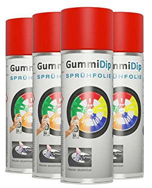 Gummi Dip Sprühfolie, Neon Spray, 4er Set, 4x400 ml (Neon Rot)