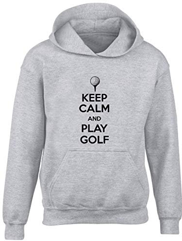 Hippowarehouse Keep Calm and Play Golf Kids Children's Unisex Hoodie Hooded top Grey