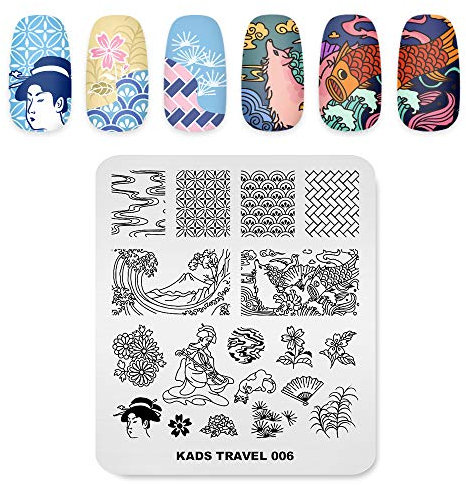 KADS Placa de estampación de uñas de viaje, herramientas de troquel para manualidades, arte de uñas, plantilla de imagen y manicura (TR006)