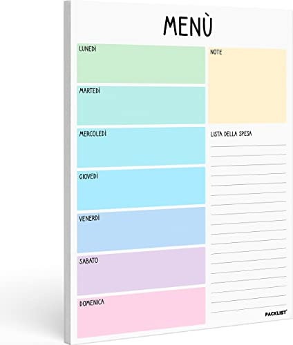 PACKLIST Pianificatore Settimanale Pasti e Lista della Spesa - Organizzazione con 52 Fogli Staccabili per un Piano Sano - Blocco per la Pianificazione dei Pasti - Dieta Sana e Perdita di Peso