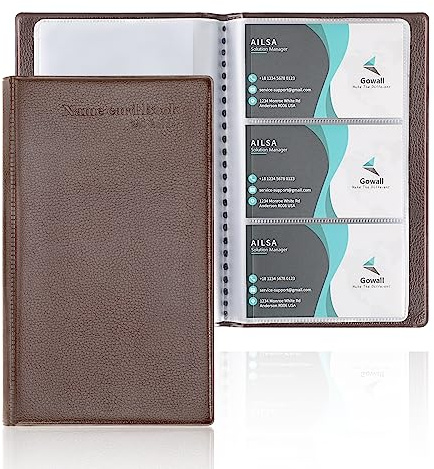 GOWALL Business Card Holder 240 Cards Capacity Business Card Organizer, Portable Business Card Holders for Men & Women, Business Card Binder, Professional Business Cards Book, Name Card Holder, Coffee