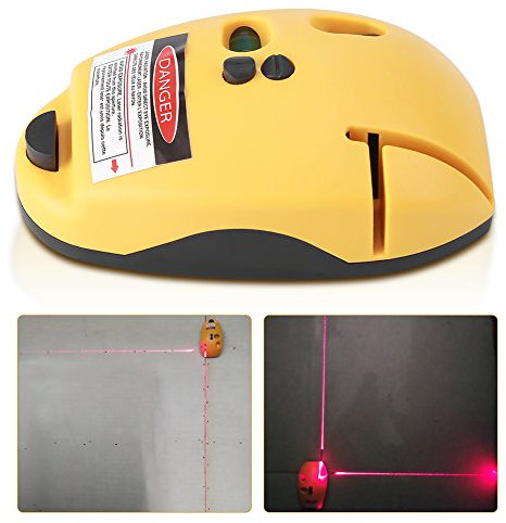 Laser Level 2 Lines Vertical Horizontal Line Infrared Laser Level Right Angle Measuring Tool Measuring Devices Accessories Wall-Mounted Red Light (Yellow)
