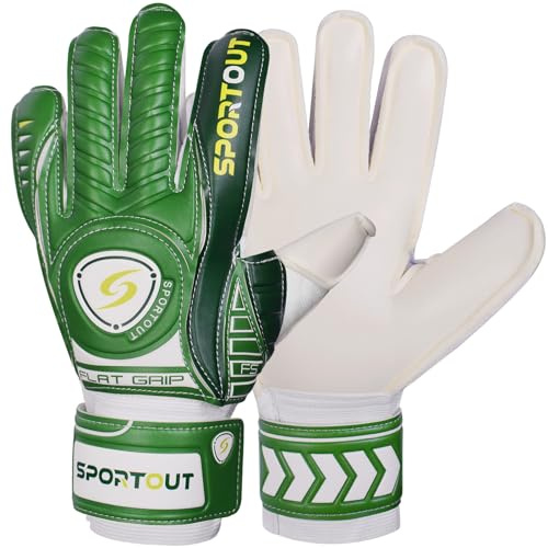 Sportout Guantes de Portero de Portero para jóvenes y Adultos, Agarre Fuerte para los más difíciles ahorros, con Espinas para Dar una protección espléndida para prevenir Lesiones