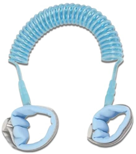 NJCXOLA Pulsera de Seguridad para Niños de 2m, Correa de Mano Portátil Anti-Caminar, Correa para Niños, Primeros Pasos del Bebé, Azul