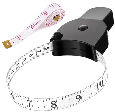 Senshuomy Dual Sided Body Waist Measuring Soft Tape,1PCS Measuring Tape for Body, Pocket Meter Tape Measure Retractable for Body Sewing Clothes Tailor 60 Inch / 150 cm(Black)